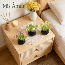Black Rhombus Flower Pot Artificial Plant With Colorful Flowers, 3 Styles, Compact And Delicate, Maintenance-Free, Suitable For Decorating Kitchen, Office, Windowsill, Bedroom And More - Black - View 5