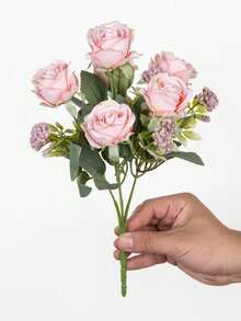 1/3 Pcs Artificial Silk Rose Bouquet Simulation Foam Fruit, Spring Autumn Decoration, Valentine's Day Bridal Bouquet Wedding Vase, For Home, Room, Restaurant, Bedroom, Bathroom, Kitchen Decor - Baby Pink - View 7