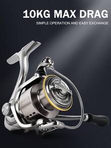 BILLINGS Spinning Reel,4.7:1/5.0:1 Gear Ratio Spinning Fishing Reel,10KG Max Drag Freshwater Saltwater Fishing Reel,Metal Spool&Rocker,With Drag Clicker - Silver - View 6