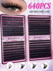640/576 Clusters Single Cluster False Eyelashes Set, Includes Adhesive Glue, Sealing Glue, Tweezers And Eyelash Brush; Suitable For Beginners, Dense And Fluffy, Natural And Lightweight, Easy To Apply; Equipped With Large Capacity Eyelash Storage Book, Classic Cross Dynamic Style - Multicolor - View 16