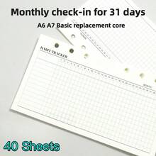 40pcs A6/A7 Size 31-Day Habit Tracker Refill Pages, Suitable For Planner, Monthly Plan, Yearly Plan, Daily Check-In, Self-Management, Diary, Loose-Leaf Notebook - Monthly Check-in - View 10