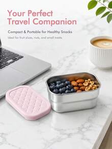 1pc 8oz Stainless Steel Snack Containers With Silicone Lids, Leak-Proof Small Food Storage Boxes, Reusable Metal Lunch - Multicolor - View 4