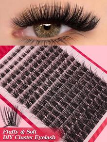 Rikuaild 168Pcs D Curl Individual Lash Clusters 8-16mm DIY Lash Fluffy Soft Crossed Natural Look Individual Eyelash Extension For On The Go For Daily Life, Wedding, Dating, Party, Music Festival - D - View 2