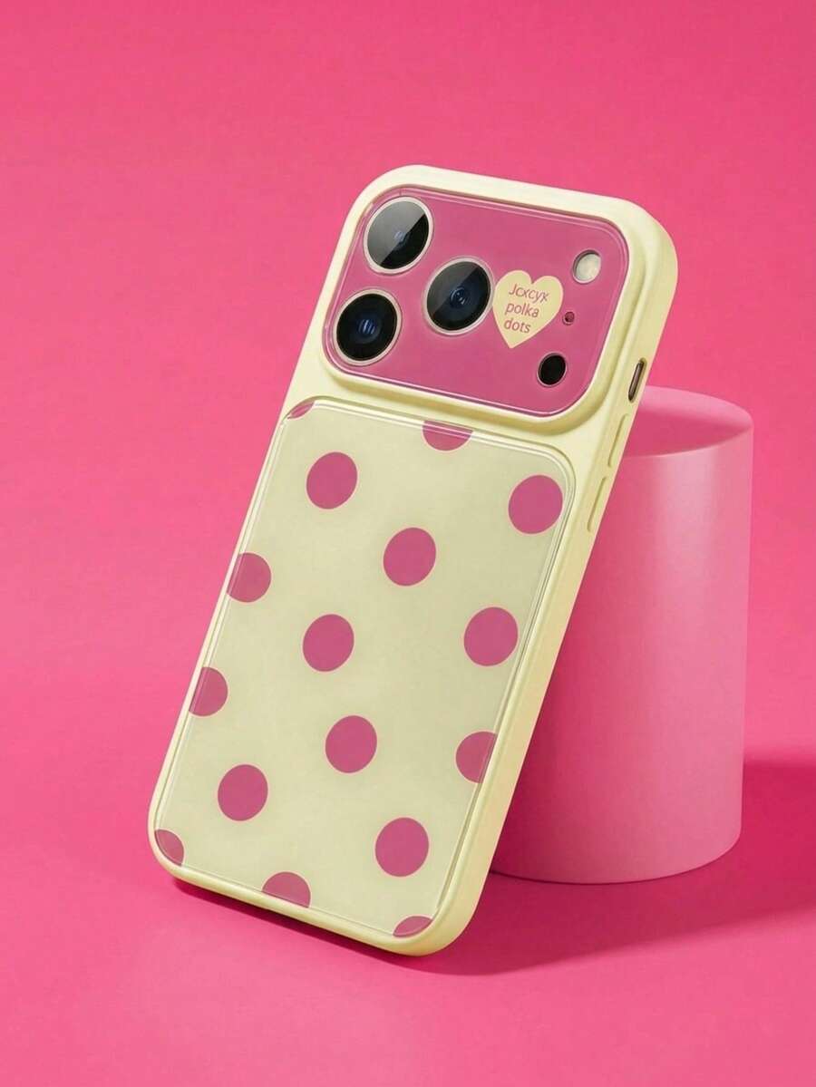 ShellaStory Polka Dot Cute Simple Pink Polka Dots Candy Color Phone Case Compatible With IPhone 17 Pro Max 17 Pro 17 16 Pro Max 16 Pro 16 15 Pro Max 15 Pro Max 15 Pro 15 14 Pro Max 14 Pro 14 Lovely Glossy Jelly Color Anti-Drop Back Cover - Yellow - View 1