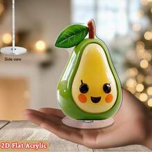 2D Flat Avocado Olive Face Rotating Acrylic Desktop Ornament - Whimsical Kitchen Decor, No Electricity Required, Suitable For Indoor/Outdoor Use, Perfect For Housewarming Gifts And Holiday Celebrations, Halloween Decor, Holiday Decoration - A - View 1