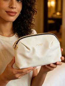 Large Capacity Premium Skincare Storage Bag, Soft Lining Zipper Makeup Organizer, Suitable For Bathroom And Travel, Luxury Gift For Skincare Enthusiasts, SHISEIDO‑GIFT‑5 Makeup Bag - Off White - View 2