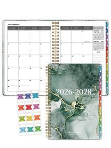 Trees A5 2026–2028 月計畫本，24個月日曆書，含月視圖與備忘頁，2026年1月至2027年12月，女性開學用品與辦公桌用品 - 軍綠色 - 查看 4