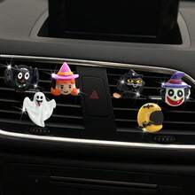 4件組萬聖節南瓜骷髏幽靈汽車出風口夾 車內裝飾禮物送朋友（僅裝飾用，無香味） - A - 查看 5
