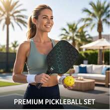 BSKT 1 Set Thickened Honeycomb Fiberglass Professional Pickleball Paddle Full Set, High-Intensity For Club League And Intensive Training, Advanced Sports Participants, High-Resilience Thickened Fiberglass Paddle Face, Wide Honeycomb Shock-Absorbing Core, Full-Wrap Cushioned Non-Slip Sweat-Absorbing Grip, Anti-Collision Thickened Paddle Edge, Stable Ball Control With Powerful Hits And No Deviation, Smooth Rebound Of Fiberglass Material, Dry Grip During Long-Term Competition, Surface Resistant To Frequent Bumps And Wear - Multiple Styles - View 2