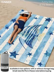 1pc Beach Towel, Beach Essential, Vacation & Bathroom Decor, Super Absorbent, Suitable For Bathroom, Swimming, Fitness, Yoga, Soft Microfiber, Lightweight & Portable, Windproof, Sun Protection, Sand-Resistant, Summer Travel - Multicolor - View 7