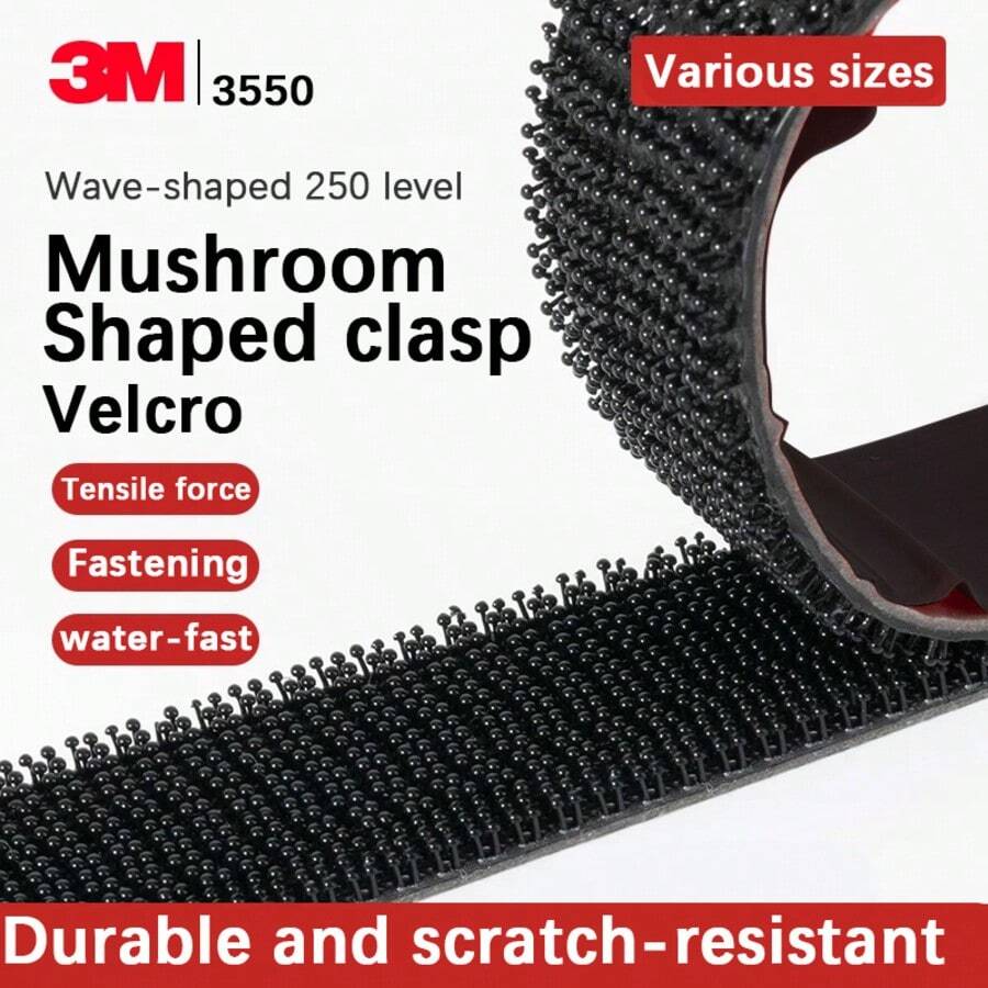 3M Mushroom Head Hook And Loop SJ3550 Strong Adhesive Nylon Hook And Loop Fastener, Double-Sided Hook-And-Loop For Car, Wall Hanging Tool, No Drilling, No Trace, Strong Adhesion - Black 6 Pieces - View 1