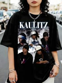 Tom Kaulitz Tokio Hotels Smoke Retro Rock Band Multi Shot Graphic Tee - 黑色 - 查看 1