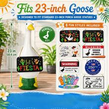 1-8 Sets Porch Goose Decor, 17"/23" Concrete Plastic Goose Duck Lawn Statue Costumes With Porch Goose Hanging Decorations (Goose Statue Not Included) - A - View 3