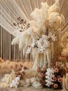 3pcs/1pc Beige Artificial Flowers, White Artificial Amaranth Wall Decor, Fluffy White Artificial Amaranth Long Stem Hanging Decor, Suitable For Home Wedding Party Decoration, Flower Wall, Arch, Holiday Party, Ceremony, Hotel, Home, Garden Decoration, Autumn Harvest Festival Tabletop Vase Decoration, Room Decoration, Halloween Decoration, Back To School, Autumn Decoration - Milky White - View 7
