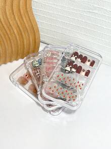 Kotak Penyimpanan Seni Kuku Persegi Panjang Besar Berdefinisi Tinggi, Kotak Pajangan Kuku Tempel Buatan Tangan yang Dapat Ditumpuk dan Terlihat, Kotak Kemasan Kosong Pajangan Kuku Palsu Minimalis Portabel dengan Tombol Tekan - Clear - View 2