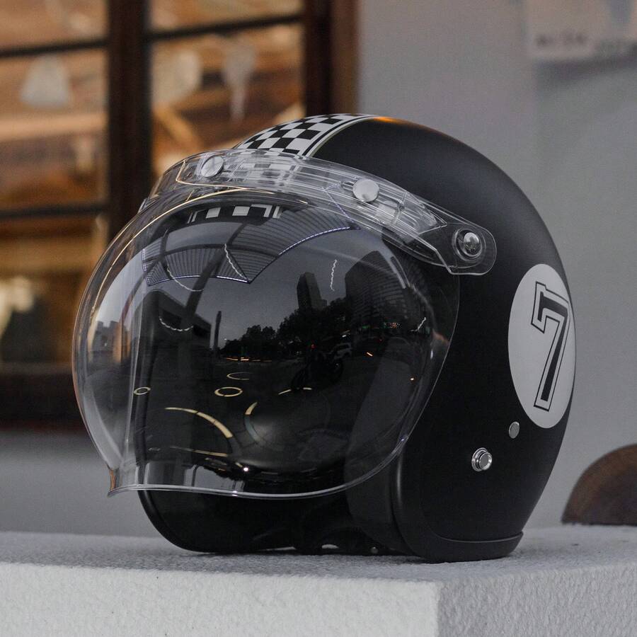 Crown Racing 中性復古半盔,DOT認證 | 適合四季通勤與騎行 3/4 機車安全帽 - 多色 - 查看 1