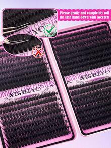 640/576 Clusters Single Cluster False Eyelashes Set, Includes Adhesive Glue, Sealing Glue, Tweezers And Eyelash Brush; Suitable For Beginners, Dense And Fluffy, Natural And Lightweight, Easy To Apply; Equipped With Large Capacity Eyelash Storage Book, Classic Cross Dynamic Style - Multicolor - View 6