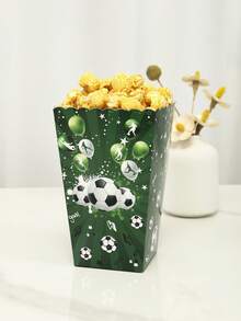 4pcs Green Soccer Popcorn Buckets Containers Balloons Football Popcorn Boxes Boys Soccer Theme 1st Birthday Party Supplies Baby Shower Party Decor - Multicolor - View 2