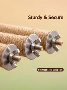 Parrot Natural Hemp Rope Wrapped Solid Wood Perch, Minimalist 5-Size Cage Clip Quick Install, Anti-Slip Grip Resting Foot Care Perch For All Parrot Sizes - View 5