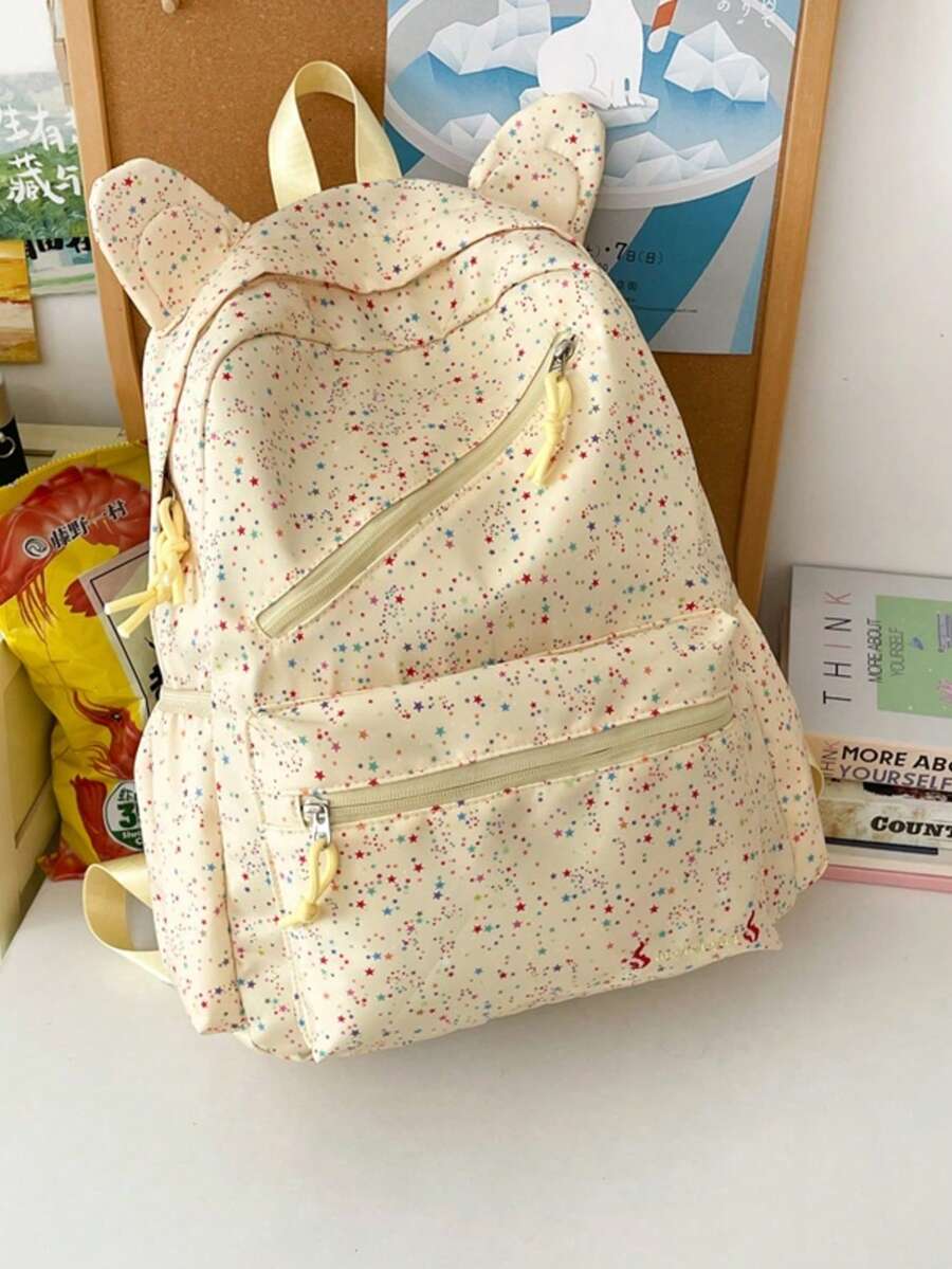 Cat Ear Girl Backpack, Japanese Soft Cute Style Student School Bag, Large Capacity Lightweight Commuter Backpack