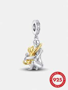 1 pièce Pendentif en argent sterling 925 avec design d'homme et de chien s'embrassant, perle, convient pour bracelet femme, bracelet rigide, fabrication de bijoux DIY et port quotidien - Style 6 - Voir 1