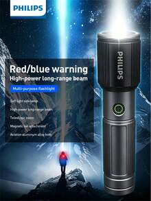 Senter Philips SFL2153 COD, Fokus Zoom, Lampu Samping COB, Strobo Peringatan Merah Biru, Basis Belakang Magnetik, Senter Darurat Multi-Mode - senter - View 1