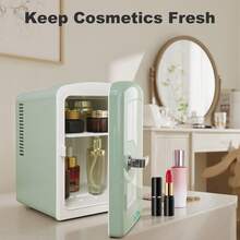 IceBlue 4 Liter /6 Cans Retro Skincare Refrigerator, Mini Fridge For Cosmetics And Drinks, Small Fridge For Bedroom, Makeup, Car, Office - US A Type Plug(110-127V) - View 5