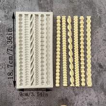带浮雕边框的硅胶模具，可重复使用的蛋糕装饰模具，厨房烘焙工具，适用于翻糖、婚礼、生日派对装饰 - 淺灰色 - 查看 14