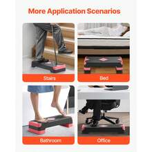 Aerobic Exercise Platform 71 X 28 Cm, Height Adjustable Training Platform With 4 Risers, Non-Slip Bench, 250 Kg Support For Home Gym, Cardio, Strength, Red - Red - View 7