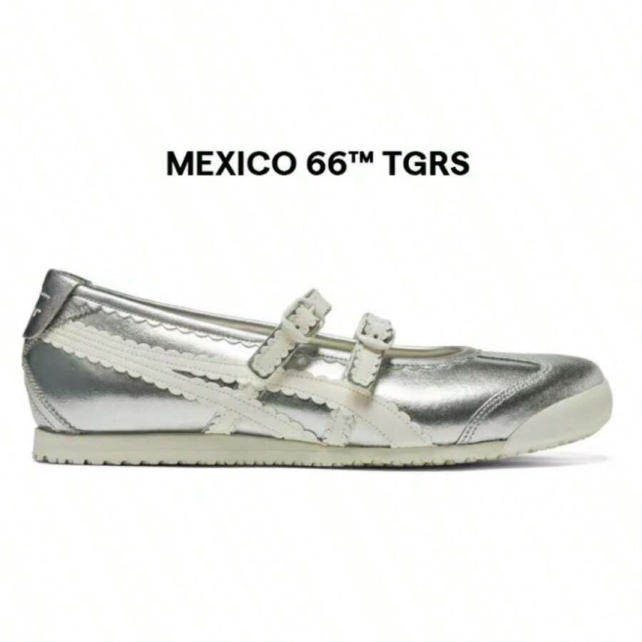 Nouveau modèle d'été Onitsuka Tiger Mary Jane TGRS, chaussures de ballet polyvalentes, chaussures Onitsuka pour femmes, chaussures décontractées légères pour femmes - Mary Jane - Argent - Voir 1