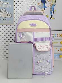 Mochila de Estrellas de Dibujos Animados Multicolor, Estilo Japonés Suave y Lindo, Mochila Escolar de Gran Capacidad para Estudiantes y Niñas - Multicolor - Ver 10