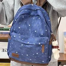 LECEY Mochila portátil de gran capacidad con estampado de estrellas para mujer - Azul - Ver 2