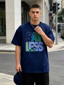Casual Style, Men's T-Shirt, Say Less Graphic Design, Everyday Wear, Gift For Him - Navy Blue - View 5