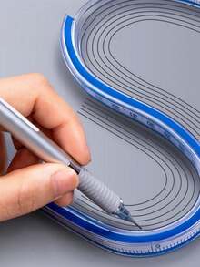 2 piezas Regla curva de doble escala (cm/pulgada) & Borde curvo flexible - Herramienta de dibujo de plástico multifuncional, adecuada para dibujo, diseño, manualidades - Herramienta de medición portátil y duradera para artistas, estudiantes y uso en oficina/escuela - A - Ver 8