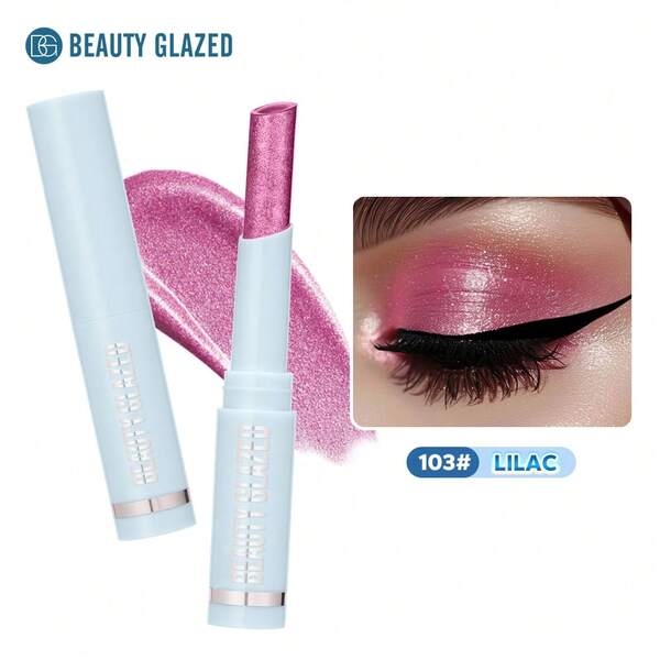 beauty glazed Barra de sombra de ojos de gel hidratante de cristal, lápiz de sombra de ojos con brillo brillante, barra de ojos ligera y suave, maquillaje de ojos cremoso nutritivo de larga duración, 6 colores disponibles