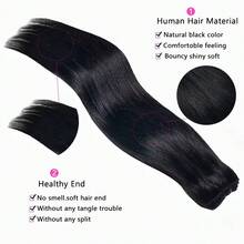 BINF 直髮接髮 真人髮 8-26 英吋 巴西 Remy 直髮 自然黑 女用 8片/組 - Natural Black - 查看 3