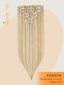 DOORES Extensiones de Cabello Invisible Sin Costuras con Clips, 130g-150g, 7 Piezas, Reflejos Dorado Profundo, Cabello Natural Rubio Blanqueado, Extensiones de Cabello Remy Recto con Clips Invisibles de PU, Estilizables - S18A/613A - Ver 3