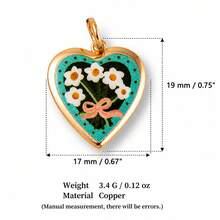 1pc Gold-Edged Printed Pendant, Exquisite Pastoral Style, 14k Gold Plated Copper Material, Suitable For Phone Case Decoration, Millennium Beach, Women's Beach Accessories - Multicolor - View 14