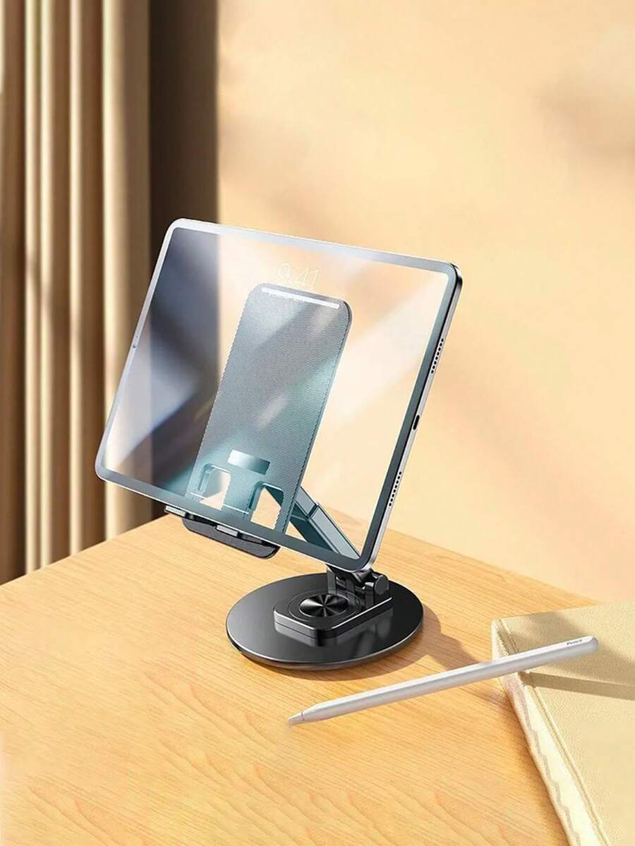 1pc Black 360° Rotatable Foldable Portable Alloy Phone Stand, Suitable For IPhone, Perfect For Slouchy People Watching Videos, Home Decor, Room Decor And Desktop Arrangement, Non-Slip Smartphone Stand Compatible With IPhone 17 Phone Case - View 1