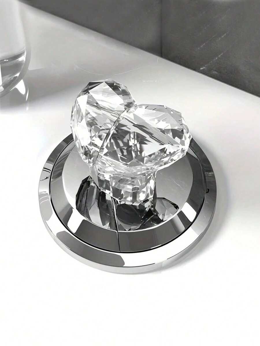 Heart-Shaped Toilet Flush Button, Creative Heart/Diamond-Shaped Flush Button And Valve Accessories, Universal Bathroom Flush Components; Also Suitable As Toilet Seat Handle, Drawer Pull, Cabinet Door Handle Or Refrigerator Handle (Suitable For People With Long Nails) - Multiple Styles - View 1