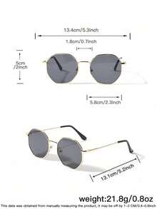 2 PCS Kid's 7-12Y Polygon Geometric Fashion Glasses Lightweight Metal Frame Soft Tinted Lenses Retro Style For Outdoor Trip With Glasses Box - Multicolor - View 10