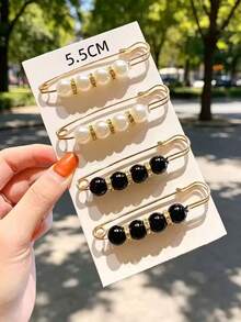 4pcs Waist Tightening Pins, Clothing Waist Adjuster, Waist Buckle, Anti-Exposure Brooch, Women's Pants Buttons - Multicolor - View 5