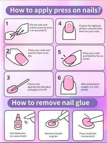 10 piezas de uñas postizas ovaladas con degradado, estilo minimalista versátil y cool girl - Multicolor - Ver 7
