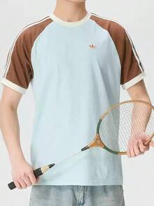 Adidas Clover 男士夏季新款運動短袖舒適透氣圓領T恤 - 薄荷綠/棕色 - 查看 2