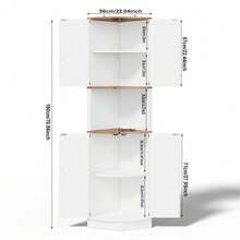 Sweiko Space-Saving Corner Pantry Cabinet With Door, Rustic-Style Storage Cabinet For Kitchen, Dining Room And Home, Open And Closed Shelves, Easy Assembly - White - View 3