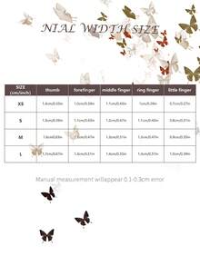 10pcs Handmade Almond-Shaped Gold Line Magic Mirror Powder 3D Flower Minimalist Fashion Detachable Wearable High-End Fake Nails - Multicolor - View 5