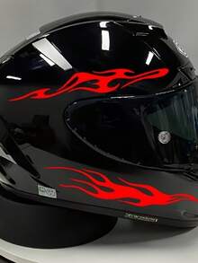 4pcs/Set Motorcycle Helmet & Car Rearview Mirror Flame Pattern Stickers, Eye-Catching Red/Orange/Black Color Scheme, Suitable For Helmets, Car Rearview Mirrors, Laptops, Water Bottles And More - Fashion Standard Stickers - 1pc - View 12