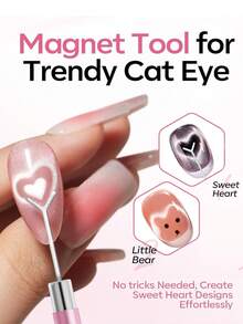 Cat Eye Magnets, 1/8pcs Cat Eye Magnets With Scissors & Heart & Rabbit Shaped Magnetic Tools | Cat Eye Gel Nail Polish DIY French Effect Magnetic Guide, For Nail Art Design, Autumn/Winter Nail Supplies, Gel Nail Polish Magnets - Multicolor - View 5
