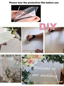 1 pieza Tablero de señalización de boda y fiesta de acrílico esmerilado, adecuado para boda, decoración de señalización direccional de fiesta de cumpleaños - color mate - Ver 7