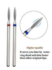 2mm Titanium Russian Flame Nail Drill Bit | Professional Cuticle Cleaning Drill Bit, Rhinestone Tipped (Low Allergen, CE/FDA Certified, Dead Skin Removal) - Silver - View 1